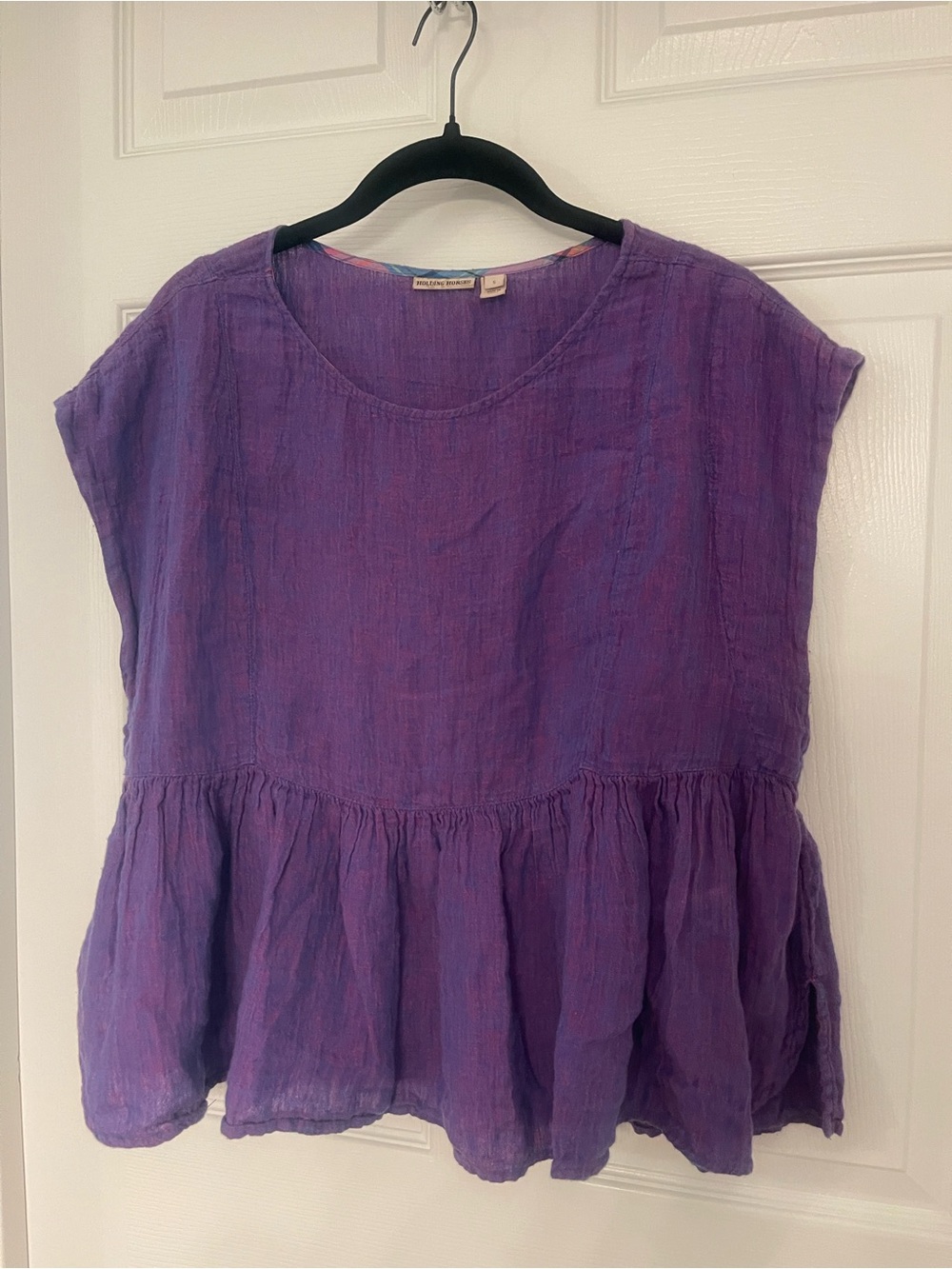 HOLDING HORSES Lavender Purple Peplum Short-Sleeve Top